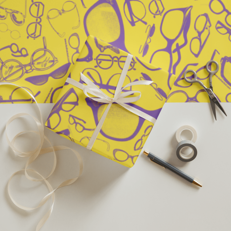 Glasses Print Wrapping Paper Sheets - 3 Different Colors!