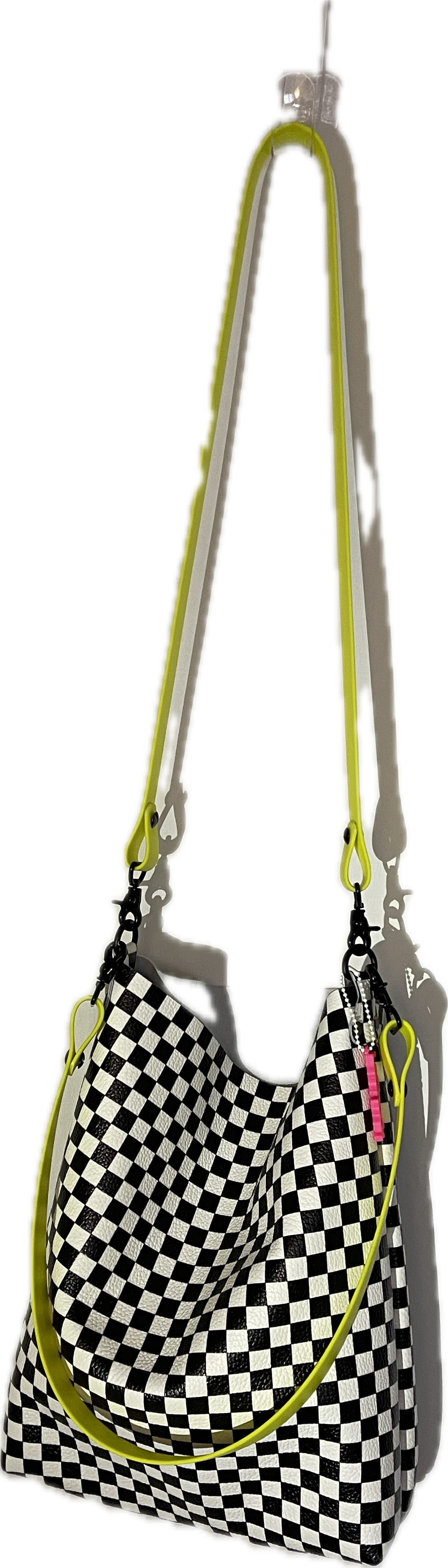 Checkerboard Leather Crossbody Bag with two strap options