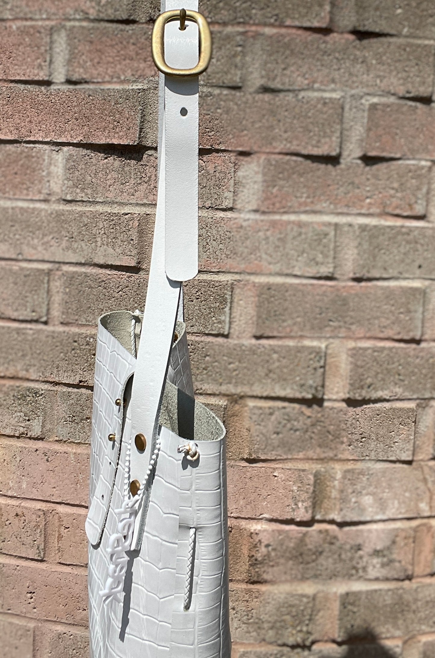 White Reptile Embossed Crossbody Bag