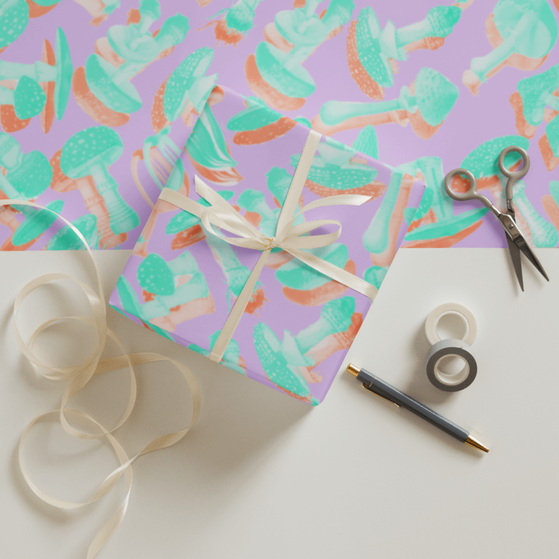 Mushroom Print Wrapping Paper Sheets - 3 Different Colorways!