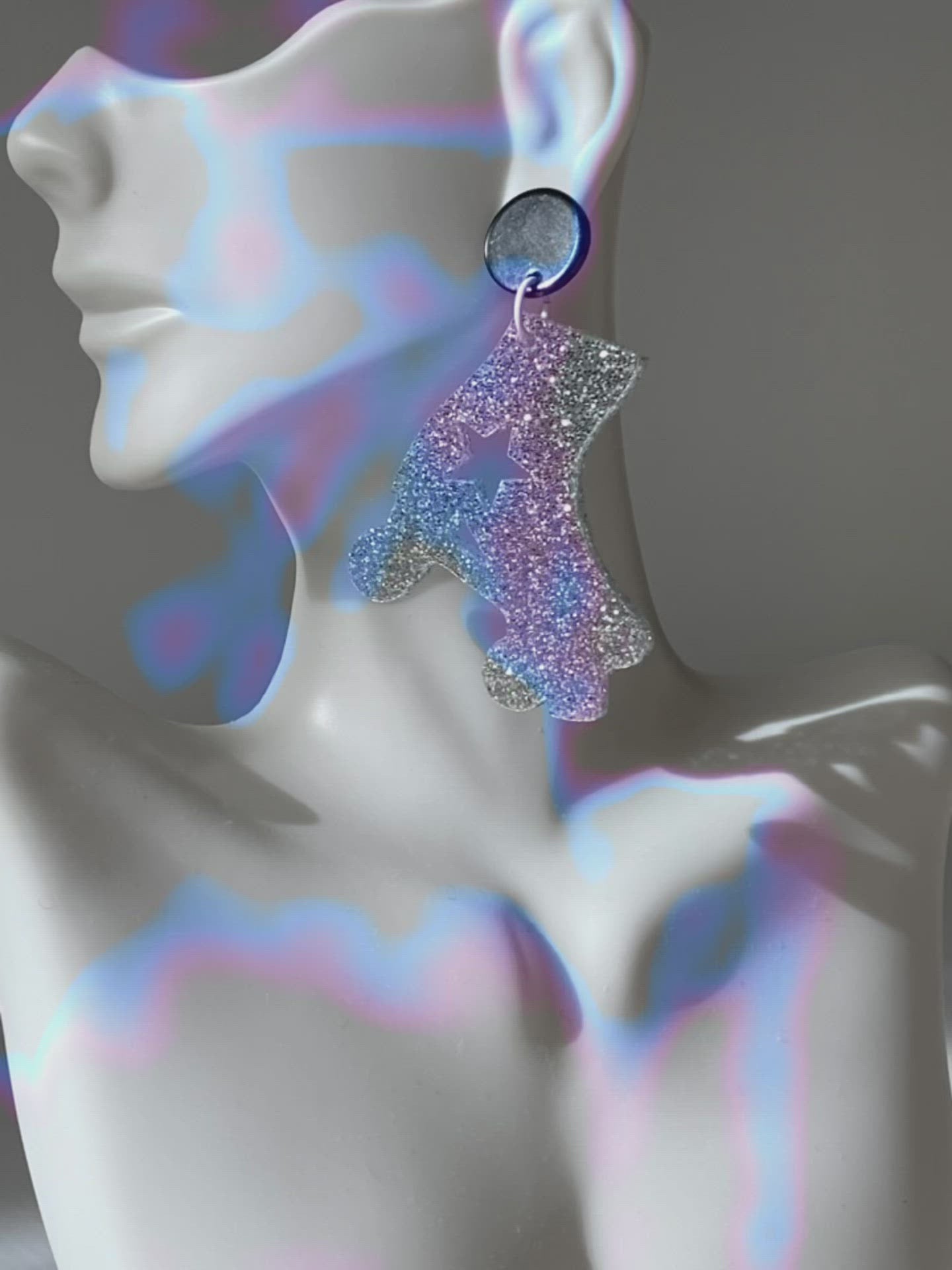 Jumbo Silver Glitter Roller Skate Charm Earrings