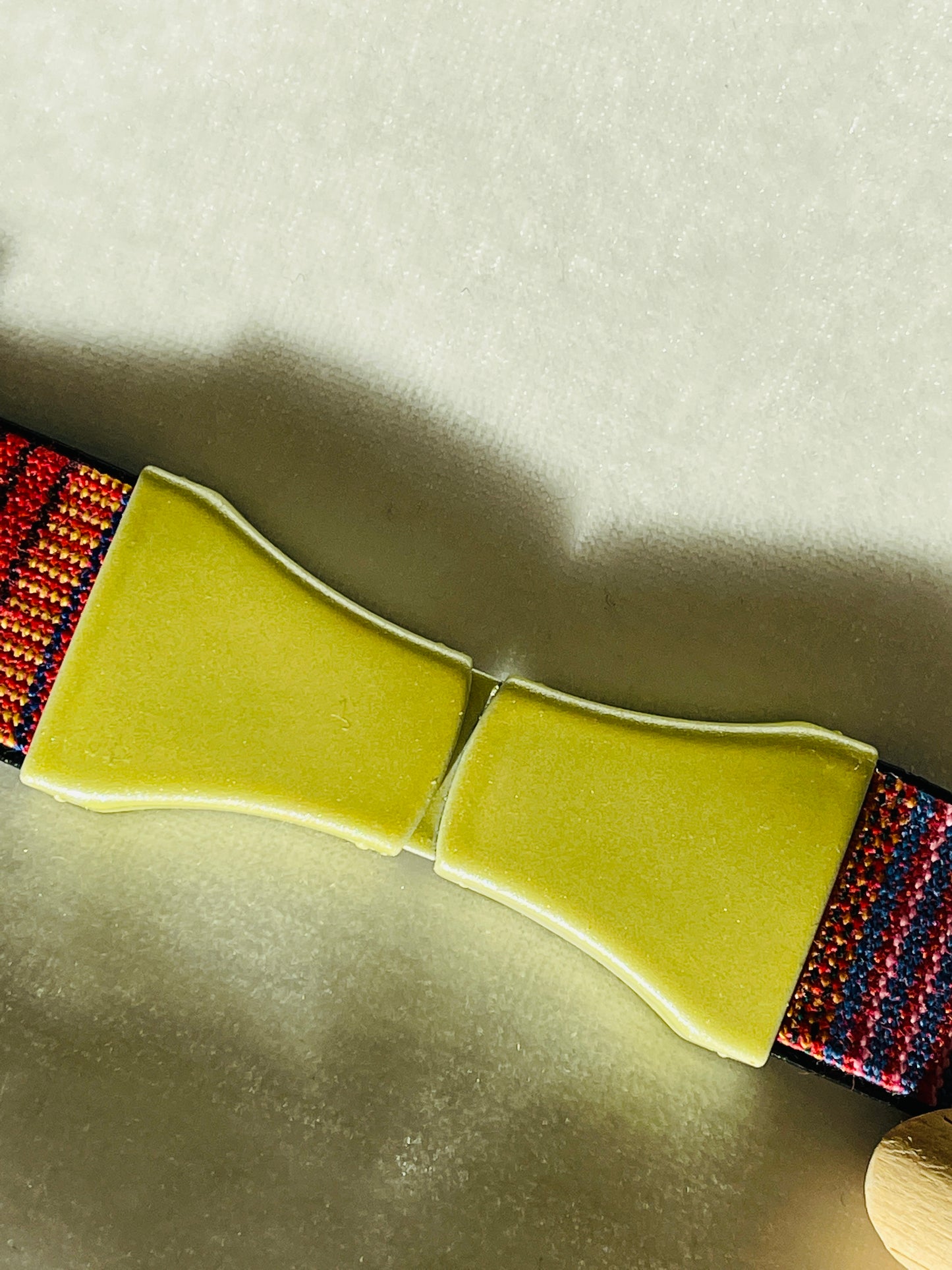 Vintage 80's Pastel Enamel Buckle Narrow Woven Belt  -  Assorted Colors/Sizes